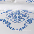 Floral pattern embroidered duvet cover set white cotton luxury hotel bedding set